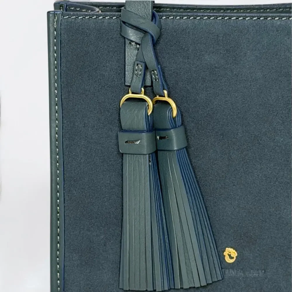 Spartina 449 Siren Dune Satchel Twilight Teal Suede Leather Crossbody NWOT